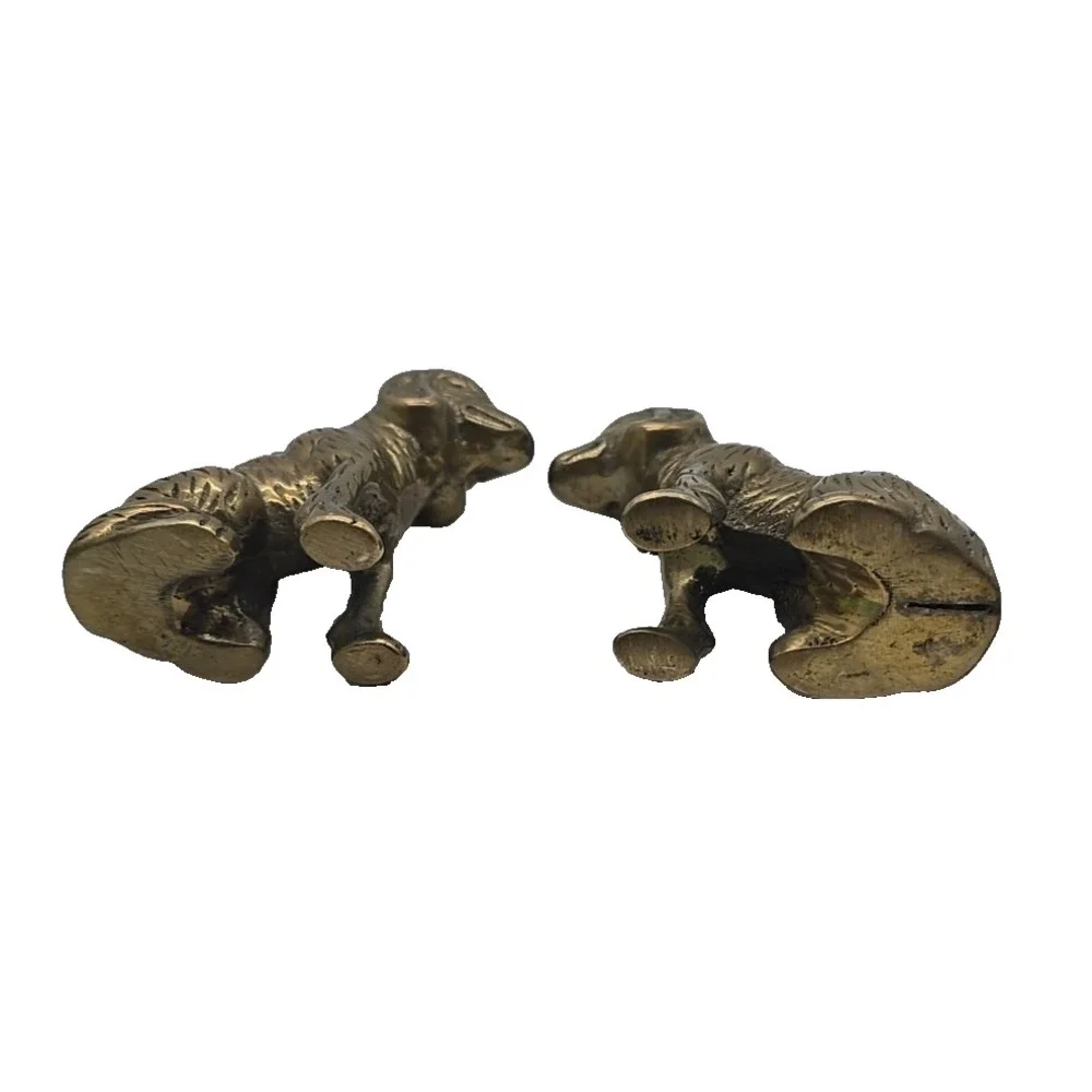 Vtg Brass Figurine Collectible Animal Heavy‎ Paperweight Dogs